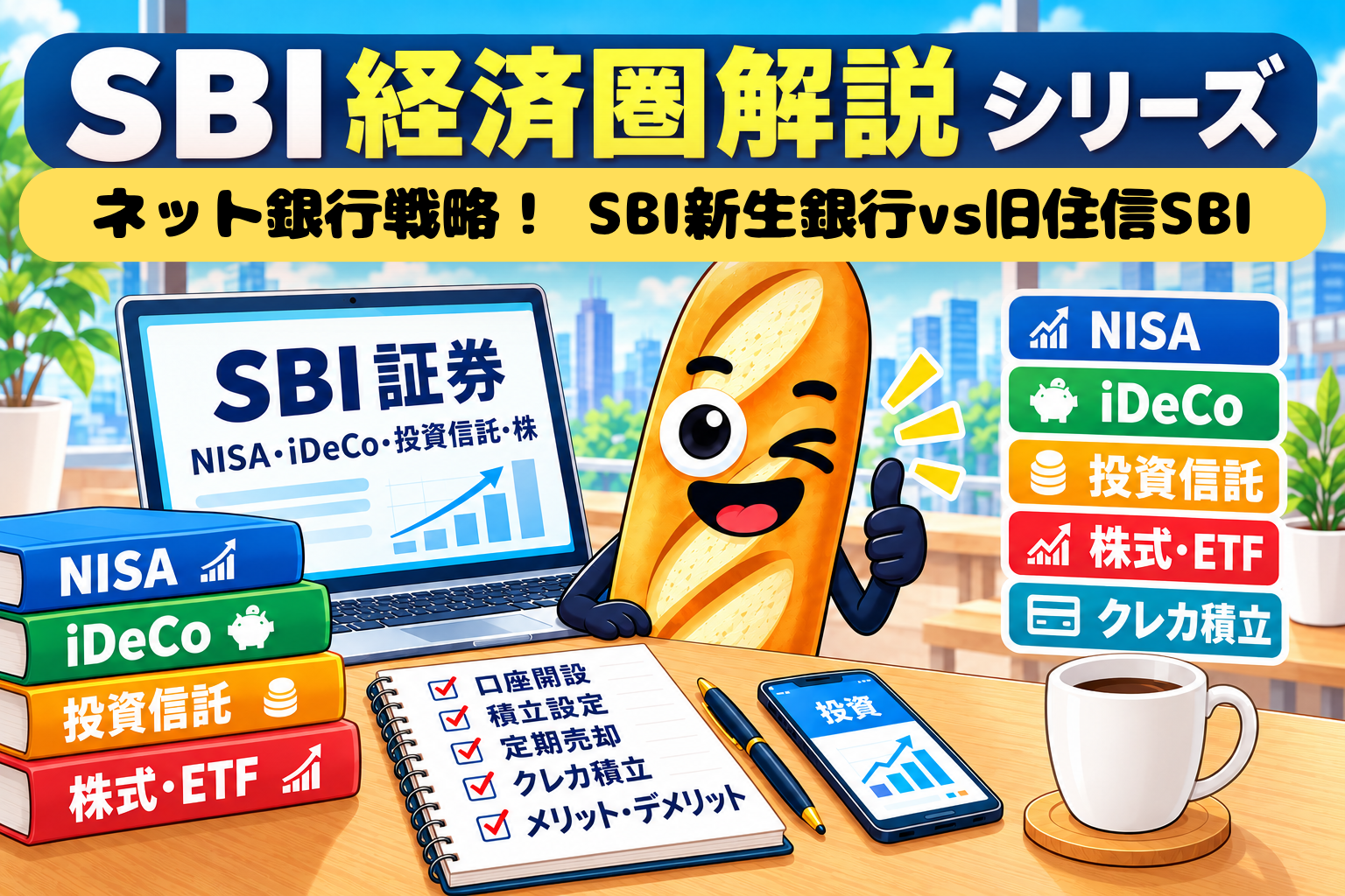 SBIハイブリッド預金とSBI新生ハイパー預金を比較し、金利差より目的別口座を優先する理由を解説するアイキャッチ
